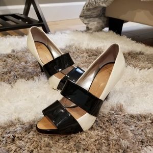 Giuseppe Zanotti White/Black Patent Leather Pumps